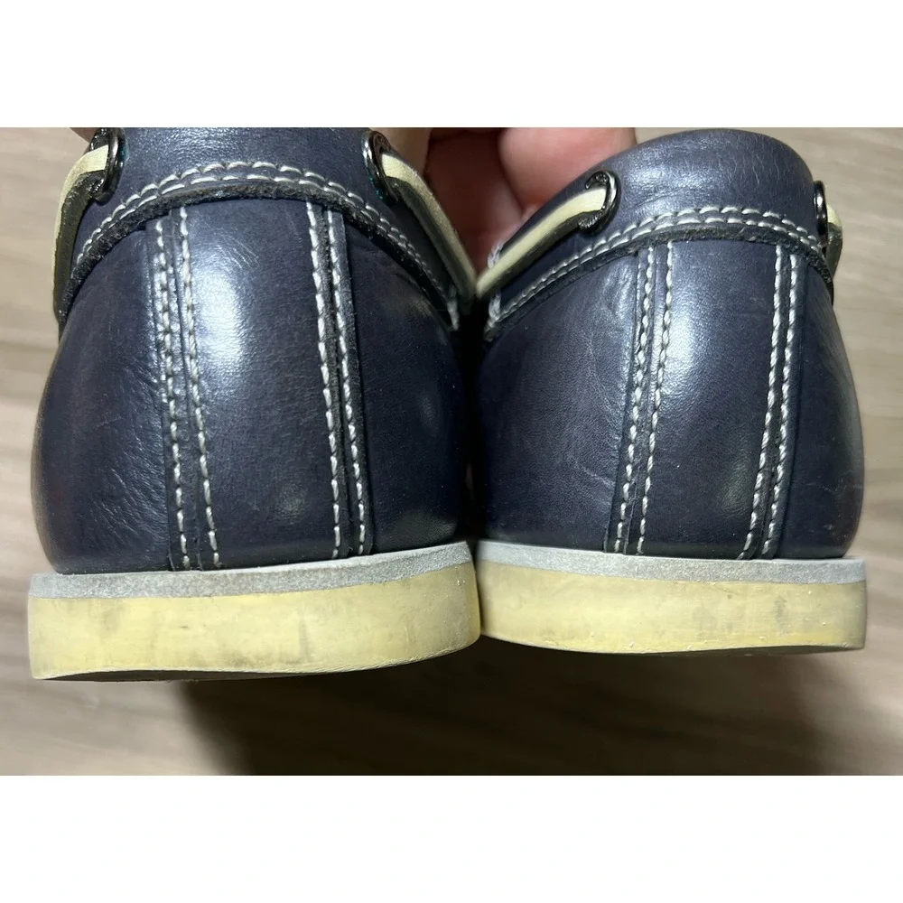 COACH Carlson Mens Leather Boat Shoes Navy‎ Blue Lace Up Size 9.5